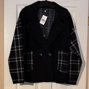 Kut from the Kloth Black and White Plaid Blazer